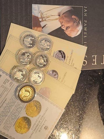 Polen. Jean Paul II History, 7 x Medals (Zonder