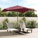 vidaXL Parasol met houten paal 300x300x273 cm bordeauxrood, Verzenden