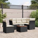 vidaXL 6-delige Loungeset met kussens poly rattan zwart, Verzenden, Loungeset