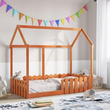 vidaXL Bedhuis wasbruin massief grenenhout 80x160 cm, Verzenden