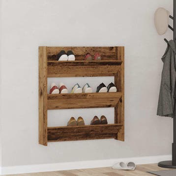 vidaXL Wandschoenenkast 80x18x90 cm bewerkt hout oud, Verzenden, Nieuw