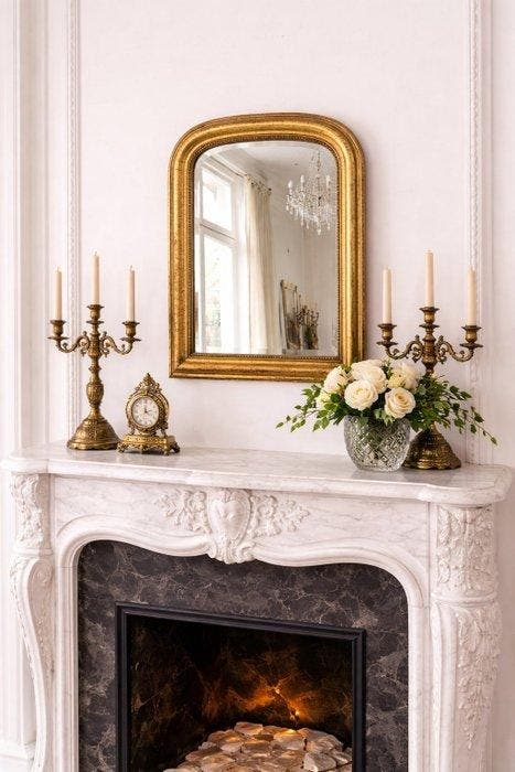 Spiegel - Hout - Frankrijk XIXe - H: 54 cm, Antiquités & Art, Antiquités | Autres Antiquités