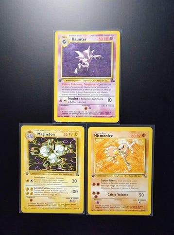 Pokémon - 3 Card - Hauter Holo 1° Edizione - Hitmonlee Raro, Hobby en Vrije tijd, Nieuw