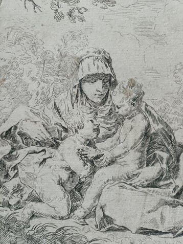 Simone Cantarini (1612-1648), da - Sacra Famiglia con San