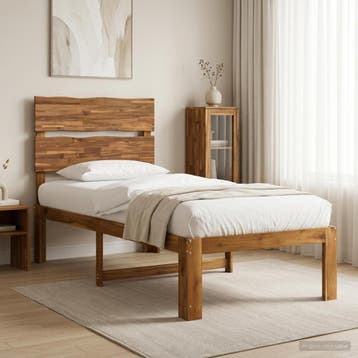 vidaXL Eenpersoonsbed met hoofdbord ROSTOCK Naturel 100 x, Verzenden, Nieuw