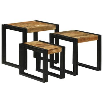vidaXL Nesttafel 3 st Bruin en Zwart 50 x 40 x 45 cm, Verzenden, Nieuw