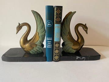 Boekensteunen - art déco zwaan zwaan vogel boekensteunen
