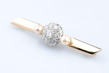 Broche - 18 karaat Geel goud - 1.40ct. tw. Diamant