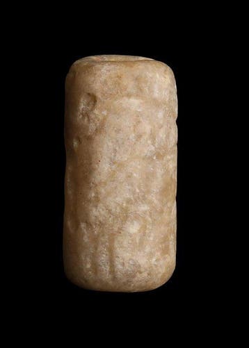 Mesopotamisch Albast Cylinder seal (Zonder minimumprijs), Antiek en Kunst