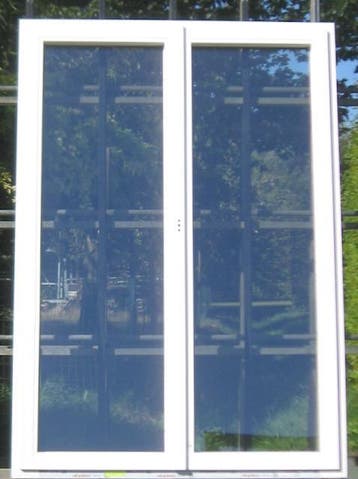 pvc terrasraam , raam , chassis 144 x 208 wit / kwartsgrijs, Ophalen of Verzenden, Deurkozijn