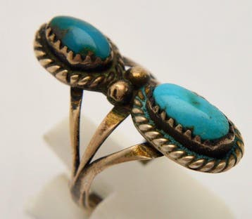 925 zilver Navajo-ring - Blauwe Turquoise - Verenigde Staten