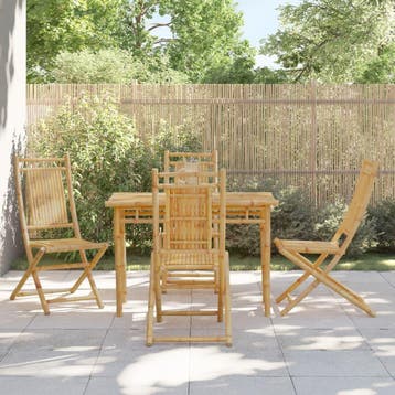vidaXL Opklapbare stoelen, 4 stuks, 46x66x99 cm, bamboe, Verzenden, Nieuw