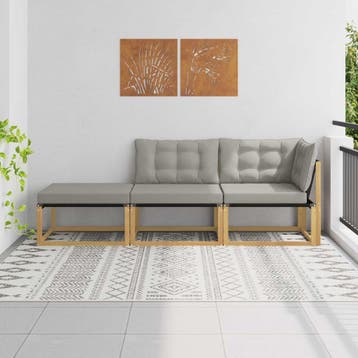 vidaXL Buiten bank set met kussen Wit en Lichtgrijs 241,5 x, Verzenden