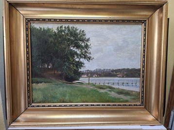 August Haerning (1874-1961) - Anhöhe am Fluß, Antiek en Kunst