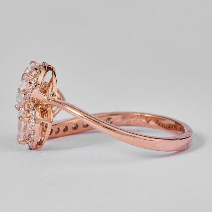Statement ring - 14 karaat Roségoud - 1.06ct. tw. Diamant, Handtassen en Accessoires, Antieke sieraden