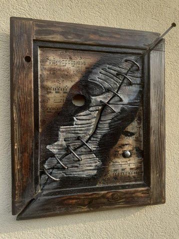 sculptuur, Armonia distopica - 42 cm - Hout, IJzer