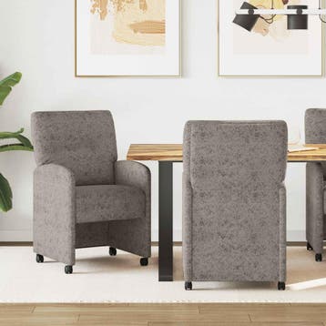 vidaXL Eetkamerstoelen met wielen 2 st Faux suede leer, Verzenden