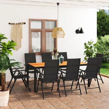 vidaXL 9-delige Tuinset zwart en bruin, Verzenden, Nieuw, Tuinset