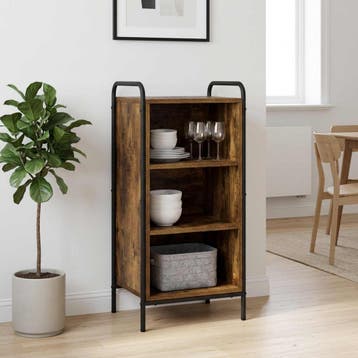 vidaXL Dressoir Gerookt eiken 97 x 33 x 81 cm Bewerkt hout, Verzenden, Nieuw