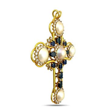 Pendentif - 14 carats Or jaune, Pendentif croix en or jaune