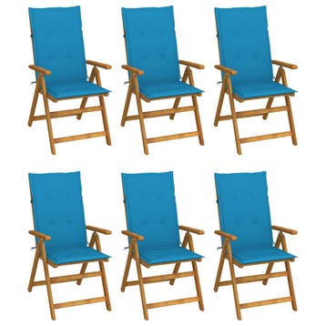 vidaXL Inklapbare stoelen 6 st met kussens massief, Verzenden, Nieuw