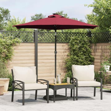 vidaXL Parasol met stalen paal 225x225x212 cm bordeauxrood, Verzenden, Nieuw