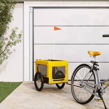 vidaXL Hondenfietstrailer oxford stof en ijzer geel en zwart, Verzenden