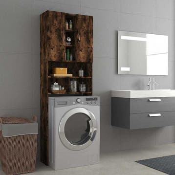 vidaXL Wasmachinekast 64x25,5x190 cm gerookt eikenkleurig, Verzenden, Nieuw