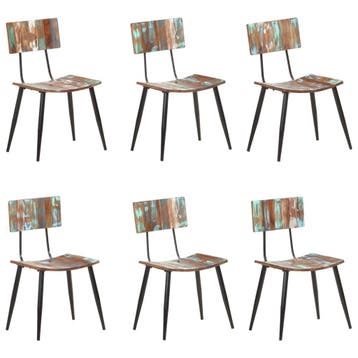 vidaXL Eetkamerstoelen 6 st massief gerecycled hout, Verzenden, Nieuw