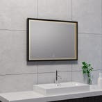 LED Spiegel 70x50cm - 30W - Mat Zwart - Dimbaar & Verwarmd, Huis en Inrichting, Woonaccessoires | Spiegels, Verzenden, Nieuw