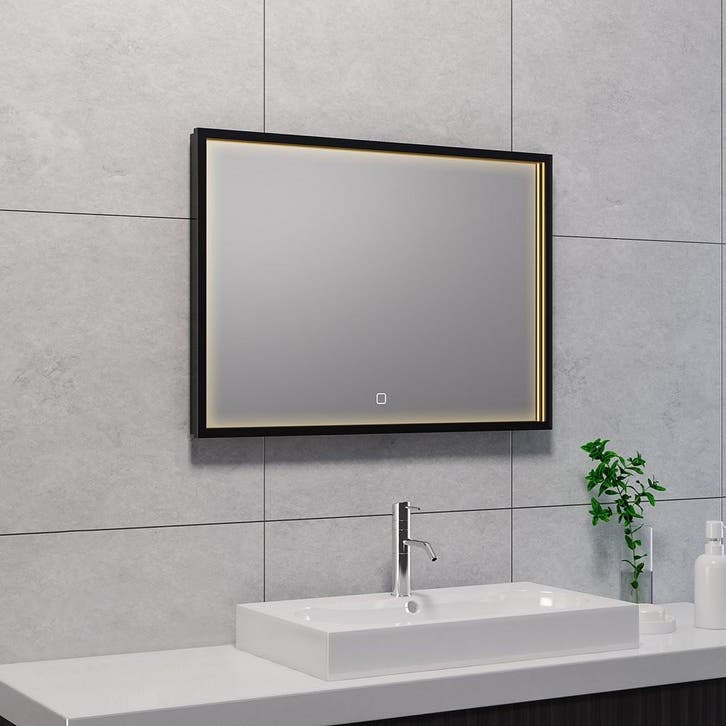 LED Spiegel 70x50cm - 30W - Mat Zwart - Dimbaar & Verwarmd, Huis en Inrichting, Woonaccessoires | Spiegels, Nieuw, Verzenden