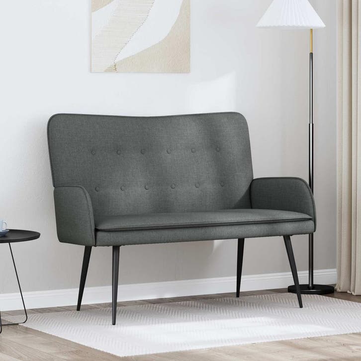 vidaXL 2-Zits Sofa Donkergrijs 115 x 61 x 87 cm Stof, Huis en Inrichting, Zetels | Zetels, Nieuw, Verzenden