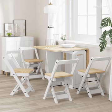 vidaXL Klapstoelen 4 stuks Corona Wit Massief Grenenhout, Huis en Inrichting, Verzenden, Nieuw