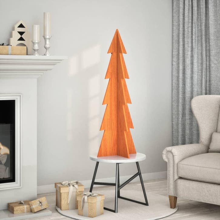 vidaXL Kerstdecoratie kerstboom 112 cm massief grenenhout, Diversen, Kerst, Nieuw, Verzenden