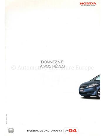 2004 HONDA PROGRAMMA BROCHURE FRANS