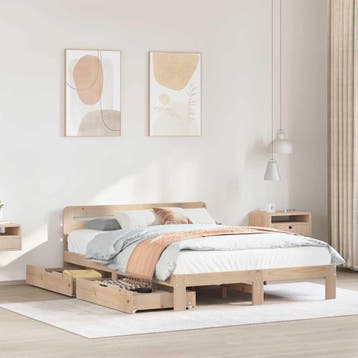 vidaXL Bedframe zonder matras massief grenenhout 135x190 cm, Verzenden, Nieuw