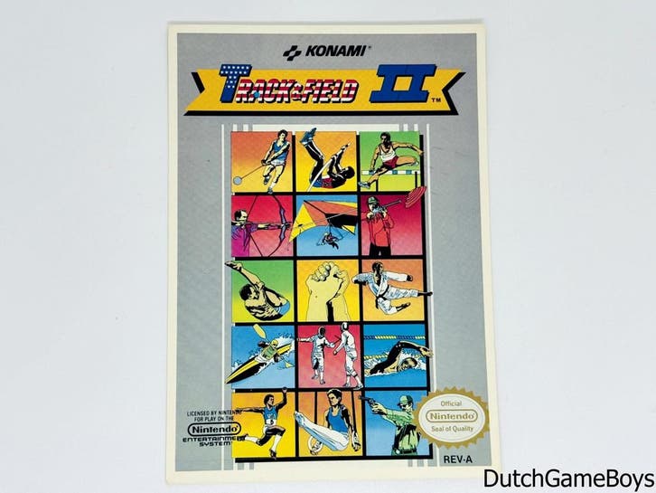 Nintendo NES - Track & Field II - Store Display Card - USA, Games en Spelcomputers, Games | Nintendo NES, Gebruikt, Verzenden