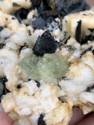 Zeldzame combinatie - Glanzende zwarte tourmalijn (Schorl)