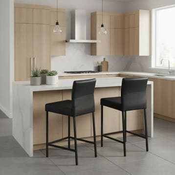 Set van 2 leren barkrukken Bright - Toledo Nero, Nieuw, Leer, Ophalen of Verzenden, 90 cm of meer