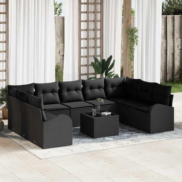 vidaXL Bankstel 10 st Zwart [Synthetisch]: Poly Riet, Tuin en Terras, Verzenden, Nieuw