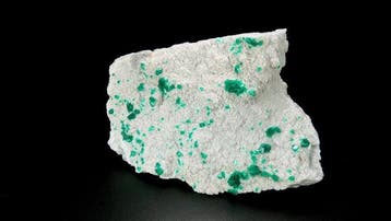 Dioptase sur dolomite - Mine de Tsumeb, Oshikoto, Namibie -