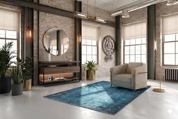 Bleu vintage - Tapis - 215 cm - 120 cm - avec certificat, Nieuw