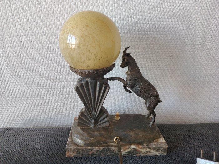 Nachtlampje - Marmer, Zinklegering - Oude nachtlamp, Antiquités & Art, Art | Objets design