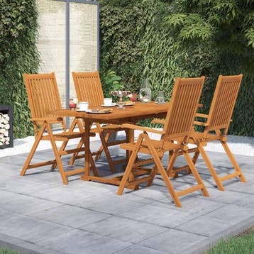 vidaXL 5-delige Tuinset massief acaciahout 120-170 cm, Tuin en Terras, Tuinsets en Loungesets, Verzenden, Nieuw, Tuinset