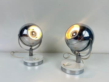 Tafellamp (2) - Een paar Eyeball-lampen Space Age uit de, Antiquités & Art