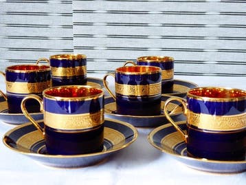 Legle Porcelaine dArt - Koffieservies voor 6 (12) -, Antiquités & Art
