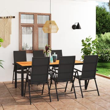 vidaXL 7-delige Tuinset zwart en bruin, Verzenden, Nieuw, Tuinset