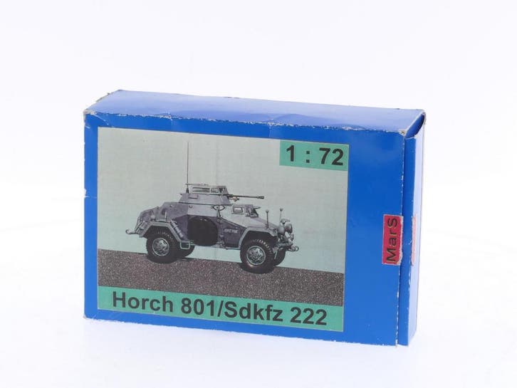 Schaal 1:72 Mars Horsch 801/Sdkfz 222 Panzer voertuig #4157, Hobby en Vrije tijd, Modelbouw | Auto's en Voertuigen, Overige typen