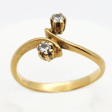 Ring - 18 karaat Geel goud - 0.12ct. tw. Diamant