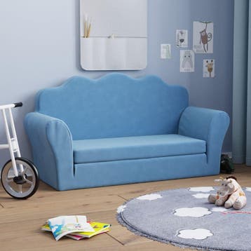 vidaXL Kinderslaapbank 2-zits zacht pluche blauw, Verzenden, Nieuw